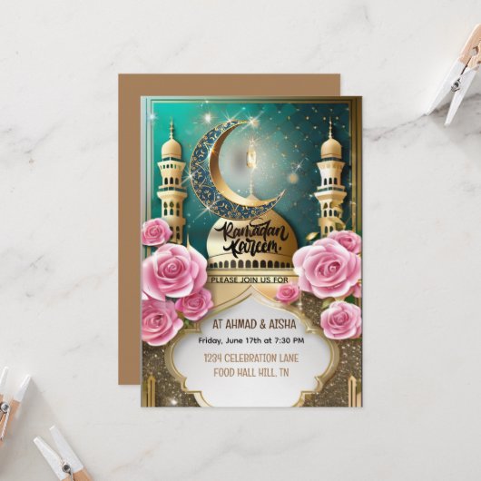 Iftar-Einladung | Schöner Wasserfall Einladung (Vorderseite/Rückseite Beispiel)