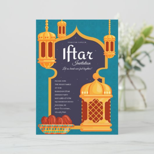 Iftar Lanterns Dinner Party Einladung (Stehend Vorderseite)