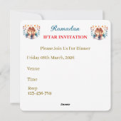 Iftar Mubarak Dinner Invitations Feiertagskarte (Rückseite)
