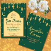 Iftar Ramadan Einladung Elegant Grün, Gold, Mond