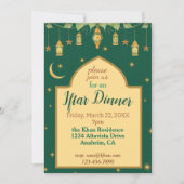 Iftar Ramadan Einladung Elegant Grün, Gold, Mond (Vorderseite)