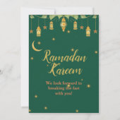 Iftar Ramadan Einladung Elegant Grün, Gold, Mond (Rückseite)