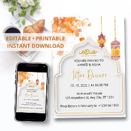 Iftes Abendessen Einladung Rmadan Orangenfarbe