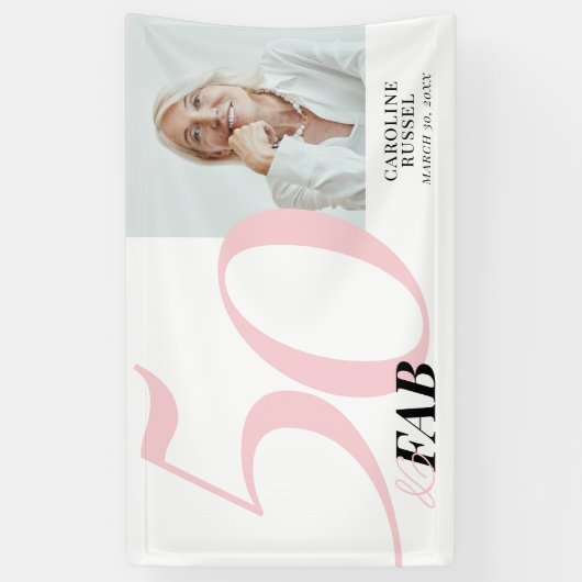 ifty and Fabulous Pink Bold Birthday Party Banner (Vertikal)