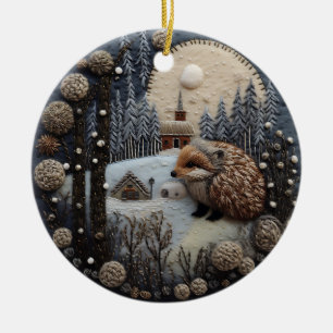 Igel 3D Weihnachtsmann Keramik Ornament
