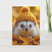 Igel am Geburtstag im Herbst Karte (Vorderseite)