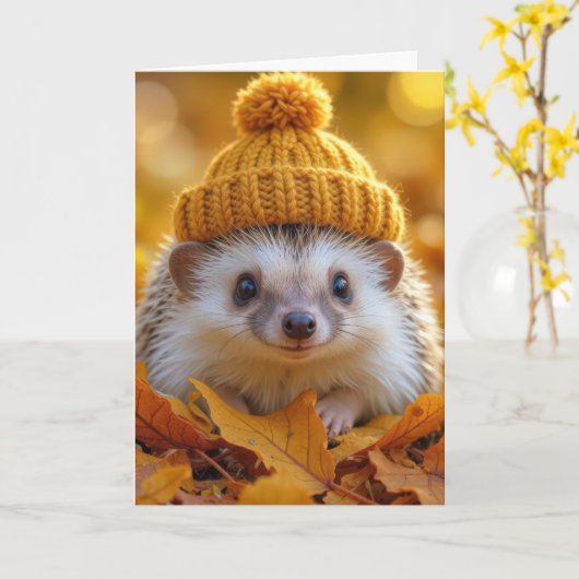 Igel am Geburtstag im Herbst Karte (Gelbe Blume)