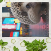 Igel am Times Square Geschirrtuch (Gefaltet)