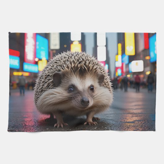 Igel am Times Square Geschirrtuch (Horizontal)