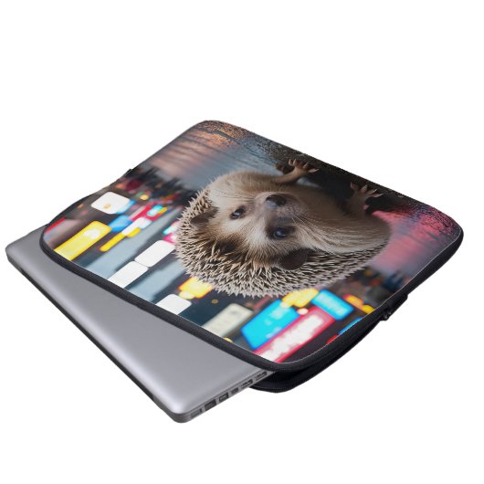 Igel am Times Square Laptopschutzhülle (Vorne Knopf)