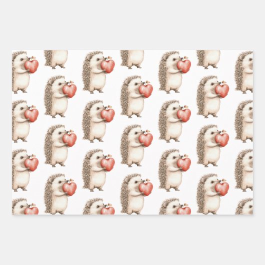 Igel Apple Heart Birthday Geschenkpapier Set (Vorderseite)