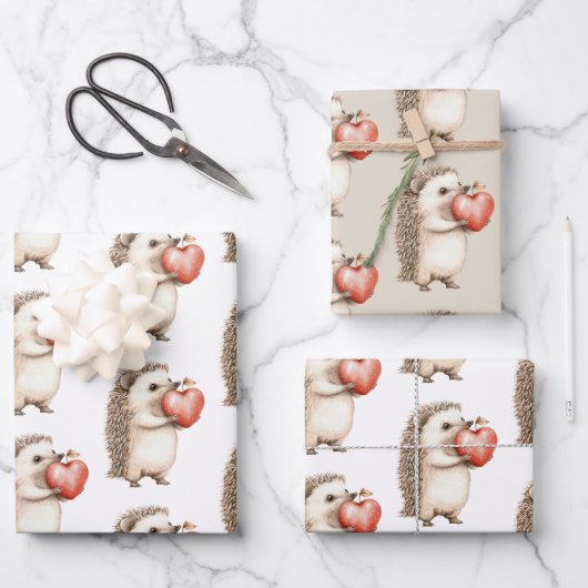 Igel Apple Heart Birthday Geschenkpapier Set (Vorderseite)