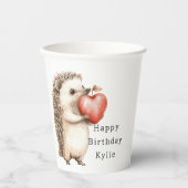 Igel Apple Heart Birthday Pappbecher (Vorderseite)