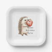Igel Apple Heart Birthday Pappteller (Vorderseite)