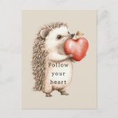 Igel Apple Heart Postkarte (Vorderseite)