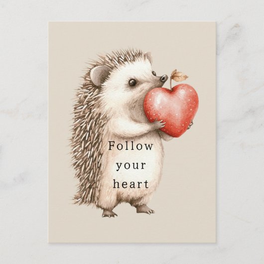 Igel Apple Heart Postkarte (Vorderseite)