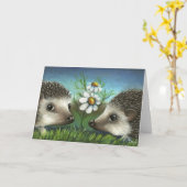 Igel auf einem Date Karte (Gelbe Blume)