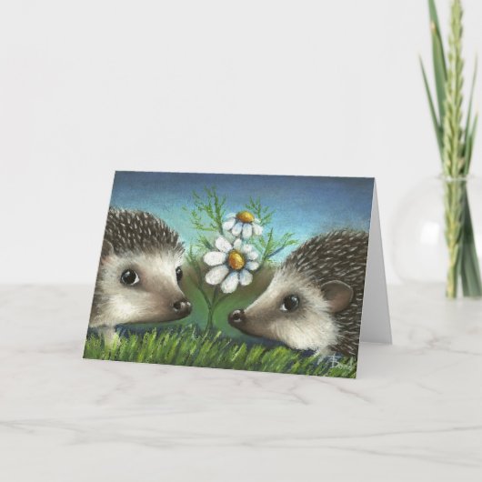 Igel auf einem Date Karte (Vorderseite)