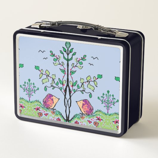 Igel auf Sky Blue Lunch & Fun Box Metall Brotdose (Rückseite)