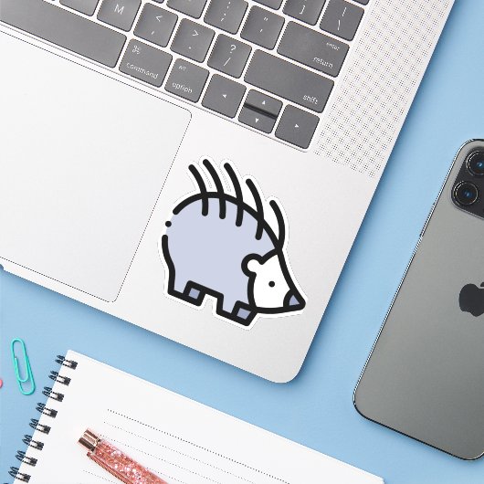 Igel Aufkleber (Laptop mit iPhone)