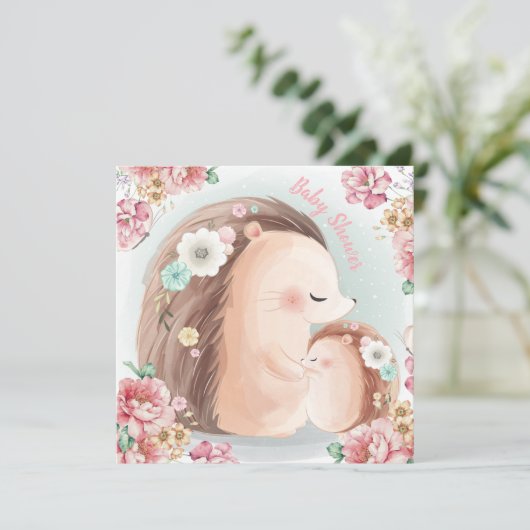 Igel Baby Dusche Einladung (Stehend Vorderseite)