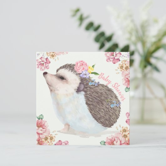 Igel Baby Dusche Einladung (Stehend Vorderseite)