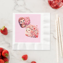 Igel-Baby-Partyservietten für Mädchen | Süß Rosa