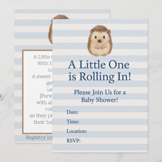 Igel Babydusche Einladung (Vorne/Hinten)