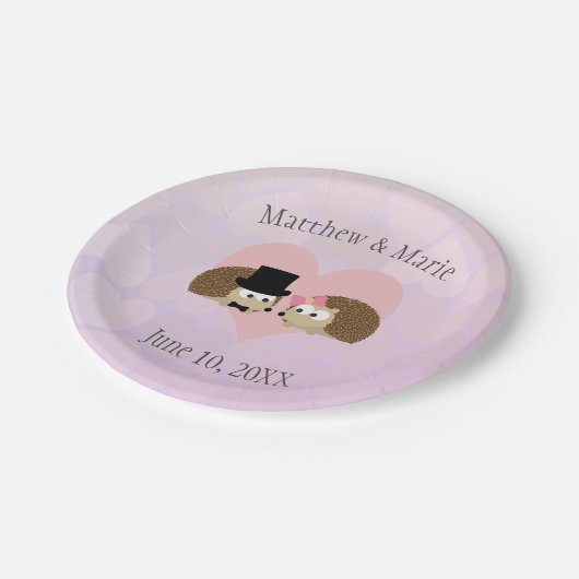 Igel bei Hochzeiten im Igel der Liebe Pappteller (Schrägansicht)