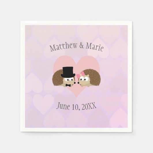 Igel bei Hochzeiten im Igel der Liebe Serviette (Vorderseite)