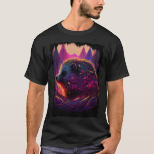 Igel Berge Sonnenuntergang Retro 70er Jahre Vintag T-Shirt