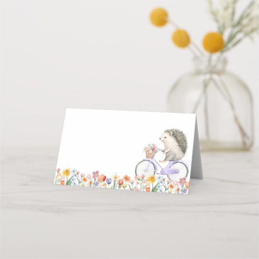 Igel Bicycle Spring Floral Zent Card - Leere Platzkarte (Vorderseite)