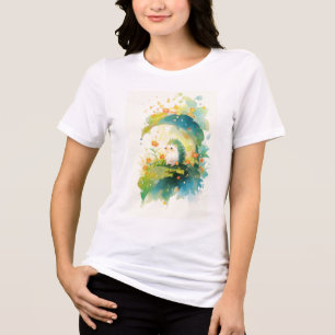 Igel-Blatt-Versteck Tri-Blend Shirt