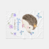 Igel blau 1 - Aquarell-Design | personalisierbare Fleecedecke (Vorderseite (Horizontal))