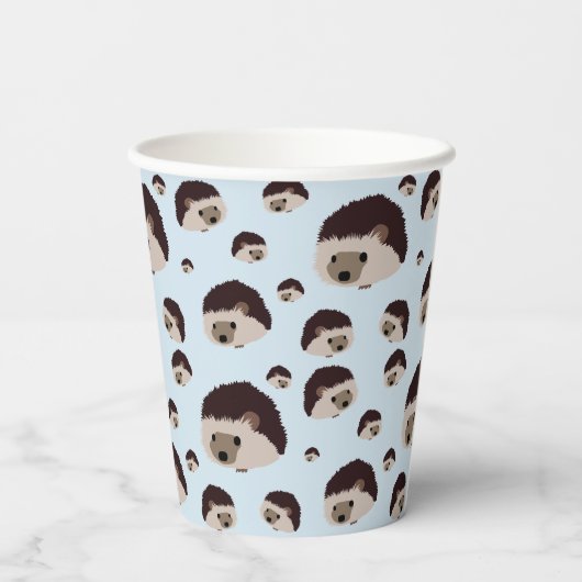 Igel (Blue Background) Papier-Cup Pappbecher (Rückseite)