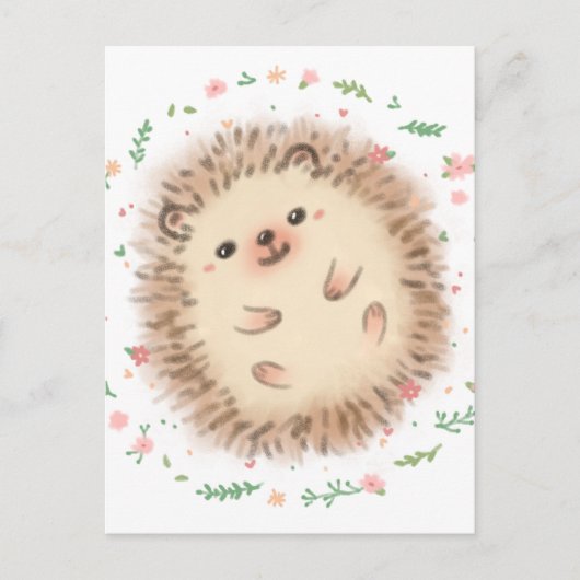 Igel & Blumen Illustration Postkarte (Vorderseite)
