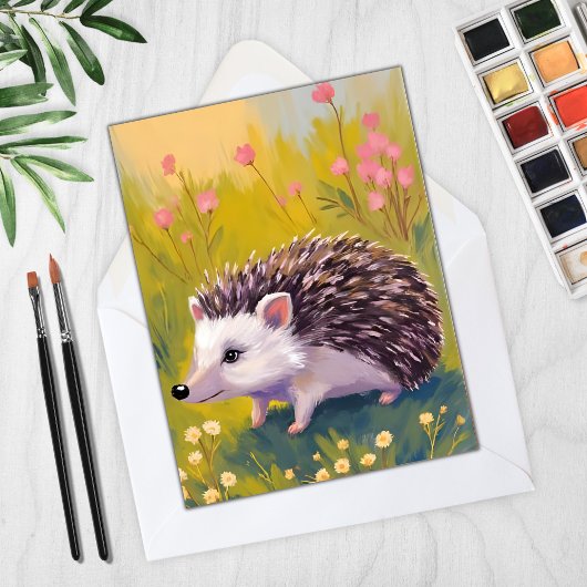 Igel-Blumenfeld-Tier-Malerei-Karte