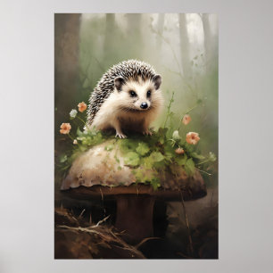 Igel Botanischer Druck, Forestcore-Tier Poster