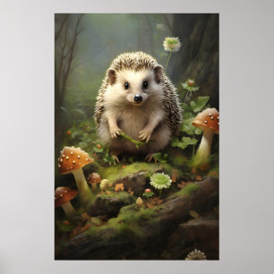 Igel Botanischer Wanddruck, Forestcore-Tier Poster