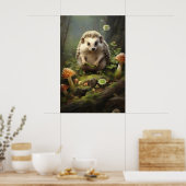 Igel Botanischer Wanddruck, Forestcore-Tier Poster (Küche)