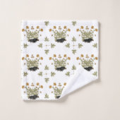 Igel Botanisches Holzmuster Badhandtuch Set (Waschlappen)