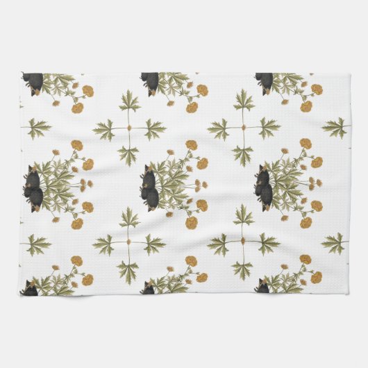 Igel Botanisches Holzmuster Geschirrtuch (Horizontal)