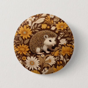 Igel Brown Floral William Morris Inspiriert Button