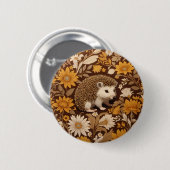Igel Brown Floral William Morris Inspiriert Button (Vorne & Hinten)