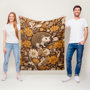 Igel Brown Floral William Morris Inspiriert Fleecedecke