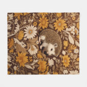 Igel Brown Floral William Morris Inspiriert Fleecedecke (Vorderseite (Horizontal))