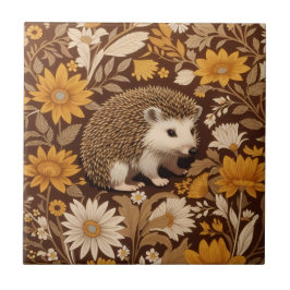 Igel Brown Floral William Morris Inspiriert Fliese