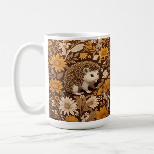 Igel Brown Floral William Morris Inspiriert Kaffeetasse (Links)
