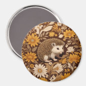 Igel Brown Floral William Morris Inspiriert Magnet (Vorderseite/Rückseite)
