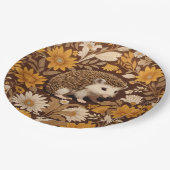 Igel Brown Floral William Morris Inspiriert Pappteller (Schrägansicht)